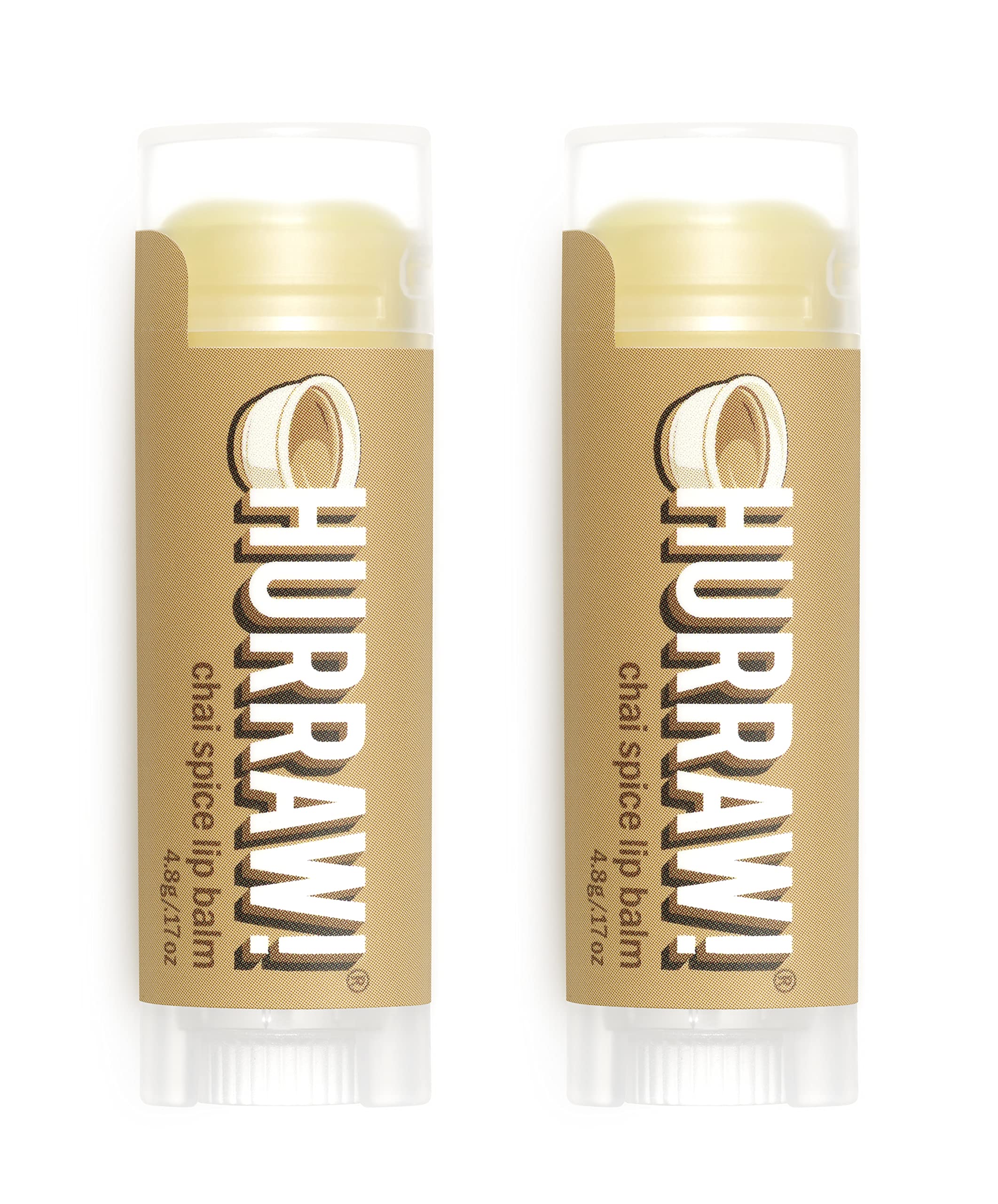 Hurraw! Chai Spice Lip Balm, 2 Pack: Organic, Certified Vegan, Cruelty and Gluten Free. Non-GMO, 100% Natural Ingredients. Bee, Shea, Soy and Palm Free. Made in USA